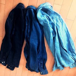 本藍染リネンシャツ・淡 4枚目の画像