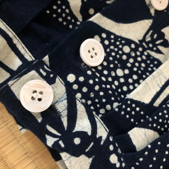 meme型染め　藍染スカート・ホロホロ鳥 