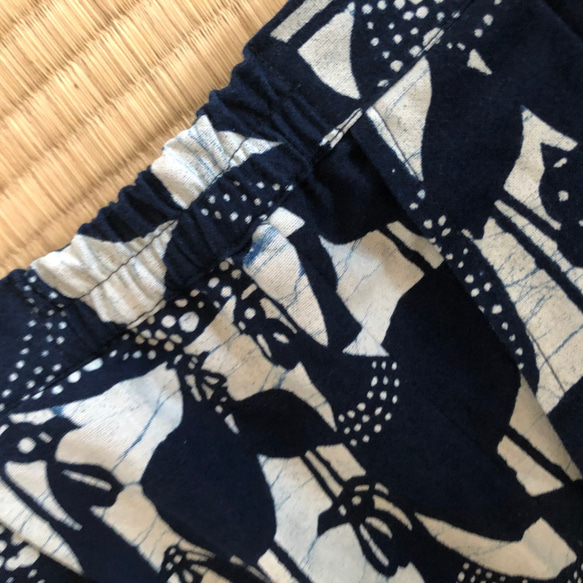 meme型染め　藍染スカート・ホロホロ鳥 