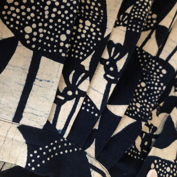 meme型染め　藍染スカート・ホロホロ鳥 