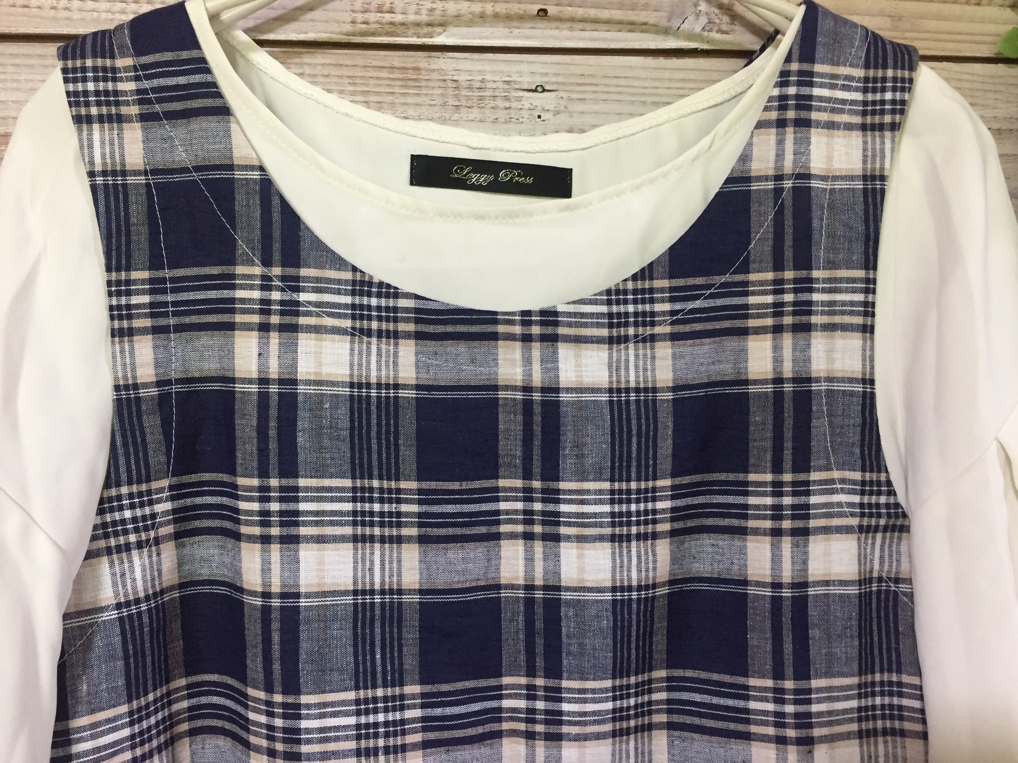 チェック柄切り替えワンピース