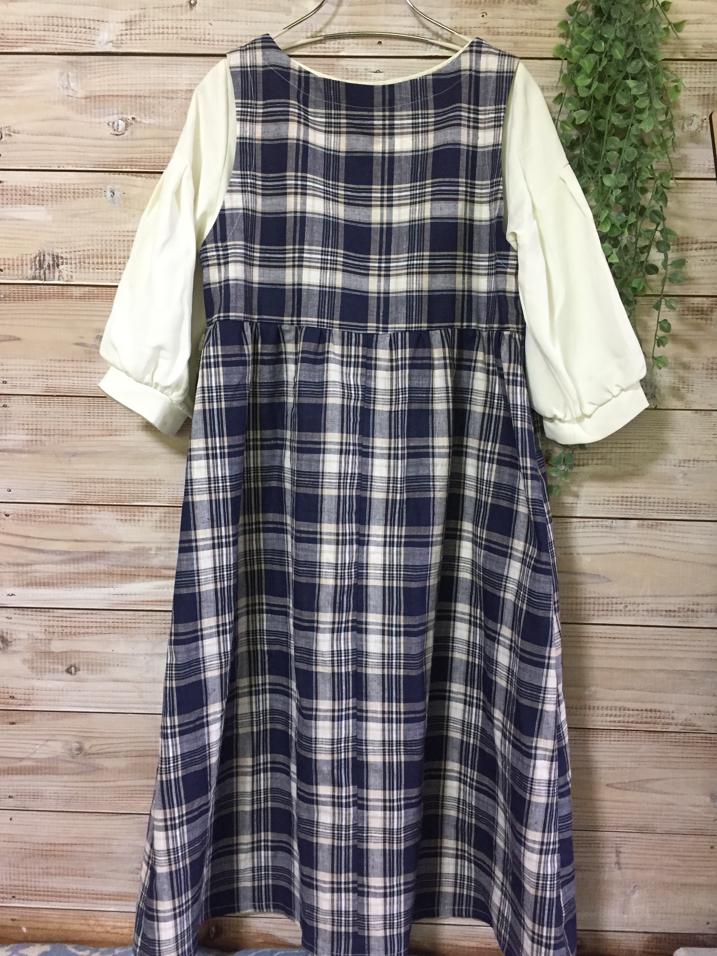 チェック柄切り替えワンピース