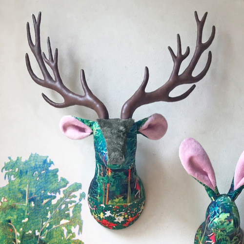 置物 into the forest Into the Forest - deer【受注制作】 立体・オブジェ Fabric trophy