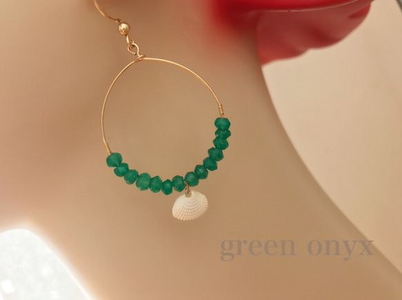 [14kgf] Green onyx&shell pierce 2枚目の画像