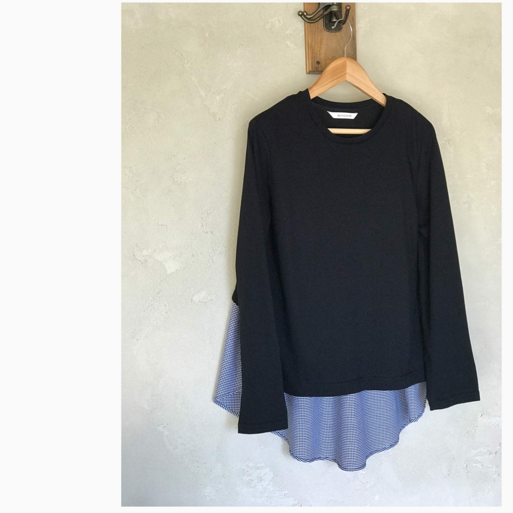 プルオーバーニットとギンガム　チェックの長袖Tシャツ着回し抜群!!