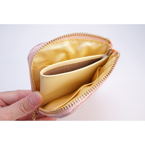 桃なL字ファスナーコンパクト財布（牛革製） 二つ折り財布 EARL'S