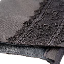 【セール】エレガントなレース付き布マスク／ブラック 4枚目の画像