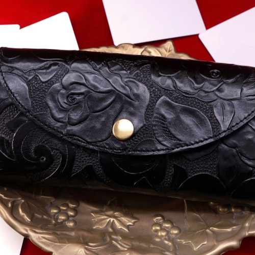 龍/DRAGON/ドラゴン1】カービング深彫り長財布 革 栃木レザー コンチョ  