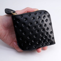 黒いちごなL字ファスナーコンパクト財布（牛革製） 2枚目の画像