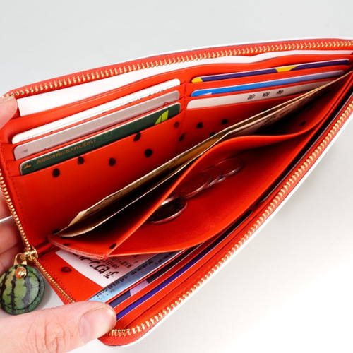 薄型軽量！すいかなL字ファスナー長財布（牛革製） 長財布 EARL'S