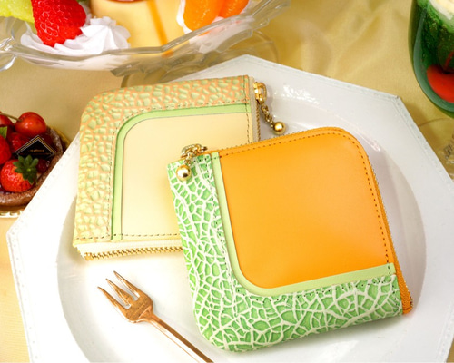 40%OFF】カットメロンなL字ファスナーコンパクト財布（牛革製