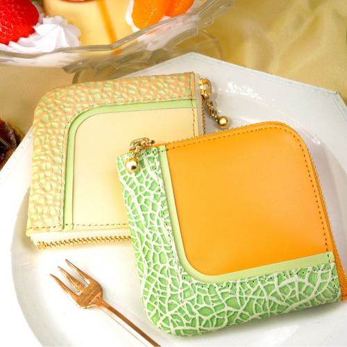 40%OFF】カットメロンなL字ファスナーコンパクト財布（牛革製