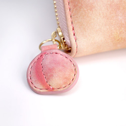 桃なラウンドファスナー長財布（牛革製） 5枚目の画像