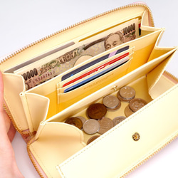 桃なラウンドファスナー長財布（牛革製） 7枚目の画像