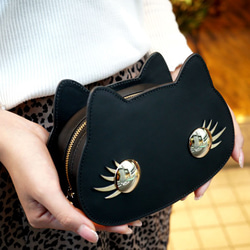 【30％OFF】猫連合メイクポーチ・牛革製【SALE】 2枚目の画像