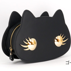 【30％OFF】猫連合メイクポーチ・牛革製【SALE】 3枚目の画像