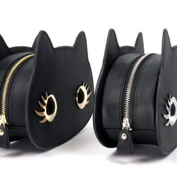 【30％OFF】猫連合メイクポーチ・牛革製【SALE】 4枚目の画像