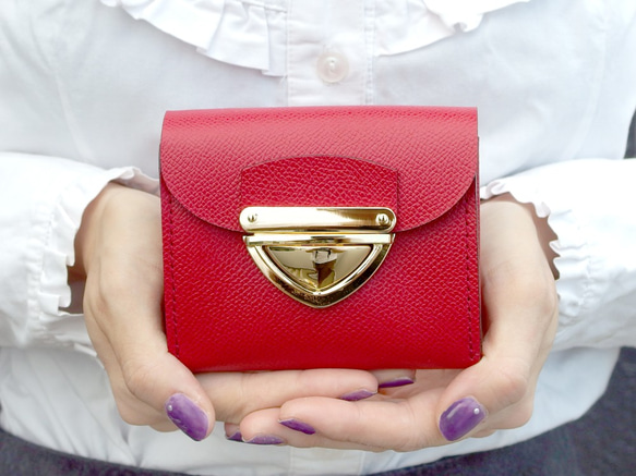 【30%OFF】身軽にキメたい時のコンパクト財布｜P式パーティーレザー・レッド【セール】 1枚目の画像