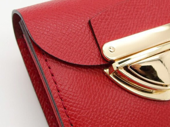 【30%OFF】身軽にキメたい時のコンパクト財布｜P式パーティーレザー・レッド【セール】 3枚目の画像