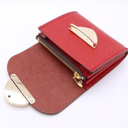 【30%OFF】身軽にキメたい時のコンパクト財布｜P式パーティーレザー・レッド【セール】 4枚目の画像