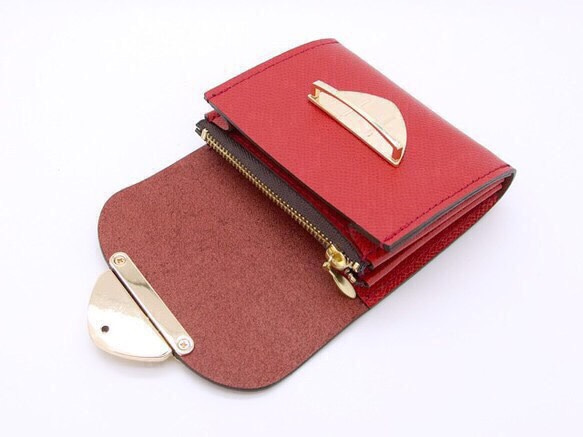 【30%OFF】身軽にキメたい時のコンパクト財布｜P式パーティーレザー・レッド【セール】 4枚目の画像