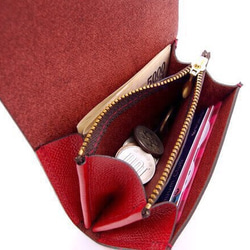 【30%OFF】身軽にキメたい時のコンパクト財布｜P式パーティーレザー・レッド【セール】 5枚目の画像