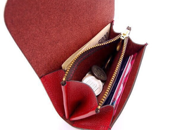 【30%OFF】身軽にキメたい時のコンパクト財布｜P式パーティーレザー・レッド【セール】 5枚目の画像