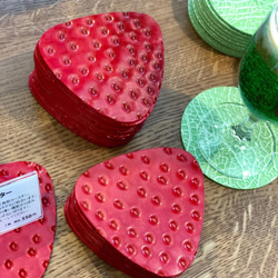 いちごなコースター2枚セット（牛革製） 3枚目の画像