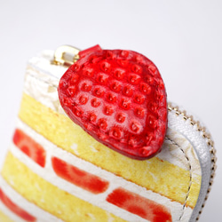 ミニチュアL字ファスナー小銭入れ／ショートケーキ（牛革製） 3枚目の画像