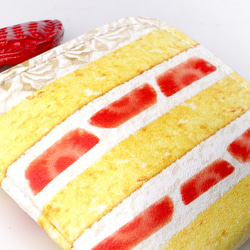 ミニチュアL字ファスナー小銭入れ／ショートケーキ（牛革製） 4枚目の画像