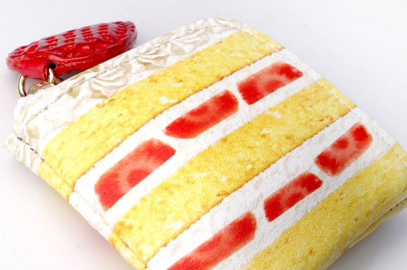 ミニチュアL字ファスナー小銭入れ／ショートケーキ（牛革製） 4枚目の画像