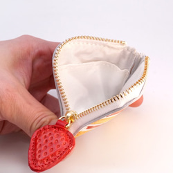 ミニチュアL字ファスナー小銭入れ／ショートケーキ（牛革製） 5枚目の画像