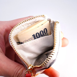 ミニチュアL字ファスナー小銭入れ／ショートケーキ（牛革製） 6枚目の画像