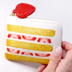 薄型！ショートケーキなL字ファスナーミニ財布（牛革製） 2枚目の画像