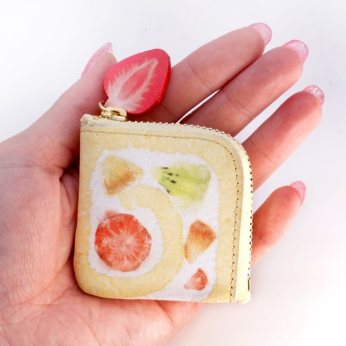 ハンドメイド 牛皮 L字財布 ロールケーキ