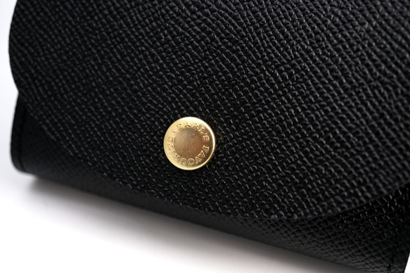 身軽にキメたい時のコンパクト財布｜ぷっくり型／パーティーレザー・ブラック（本革製） 3枚目の画像