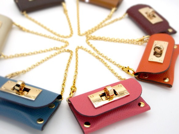 超迷你手提包（包包墜飾）｜粉紅色（皮革） 第5張的照片