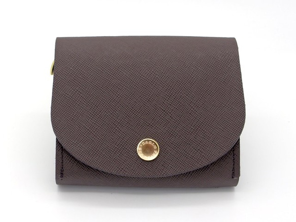 簡約設計皮夾｜梨型・巧克力色 第2張的照片