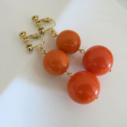 vivid orange earrings ...イタリアンビーズ　ビビッドオレンジ　イヤリング 3枚目の画像