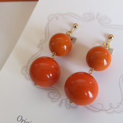 vivid orange earrings ...イタリアンビーズ　ビビッドオレンジ　イヤリング 6枚目の画像