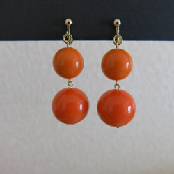 vivid orange earrings ...イタリアンビーズ　ビビッドオレンジ　イヤリング 7枚目の画像