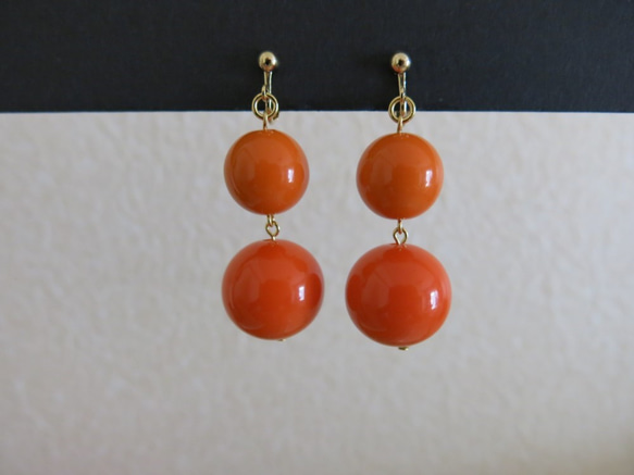 vivid orange earrings ...イタリアンビーズ　ビビッドオレンジ　イヤリング 7枚目の画像