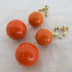 vivid orange earrings ...イタリアンビーズ　ビビッドオレンジ　イヤリング 5枚目の画像