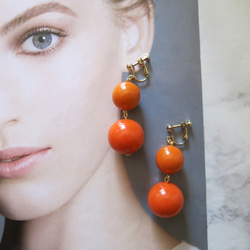 vivid orange earrings ...イタリアンビーズ　ビビッドオレンジ　イヤリング 8枚目の画像