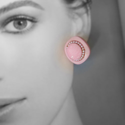 レディな雰囲気のヴィンテージボタンのイヤリング☆ピンク 5枚目の画像