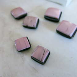 mini タイルのようなマーブル　くすみピンク　スクエアヴィンテージボタンピアス /  イヤリング　 10枚目の画像