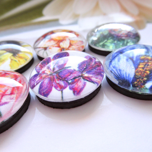 リバティ:フローラルイブ ガラス マグネット6個セット マグネット