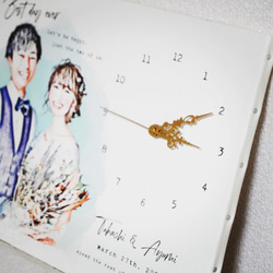 水彩風似顔絵×キャンバス時計　結婚式 ウェディング 結婚祝い 贈り物 写真 5枚目の画像
