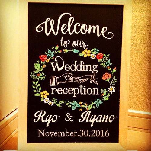 ウェルカムボード♡名前・日付入り出来ます✩*黒板 A4 ウェルカム