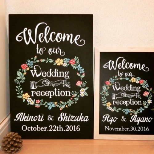 ウェルカムボード♡名前・日付入り出来ます✩*黒板 A4 ウェルカム